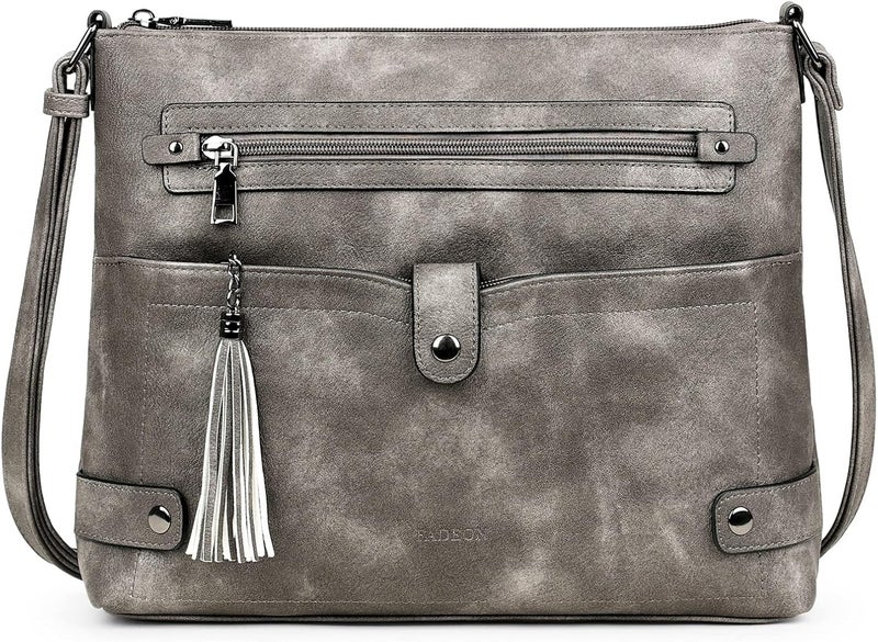 FADEON Large Crossbody Purses for Women Crossbody Bag, Designer Leather Cross Body Purses Multi Pocket Shoulder Bag - Image 1